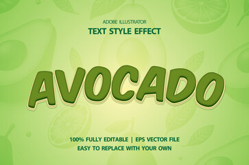 Illustrator Editable Text effects, Vector EPS, Green and yellow, avocado