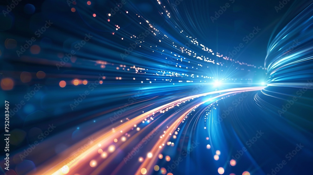 Poster dynamic technology background with speed lines: abstract illustration of information flow, ideal for