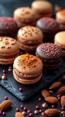 Obraz na płótnie Canvas Macarons are small French cookies known for their crunchy coating and soft filling in the middle