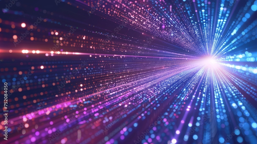 Poster futuristic cyberpunk data stream vector background with high-speed light effects - abstract digital 