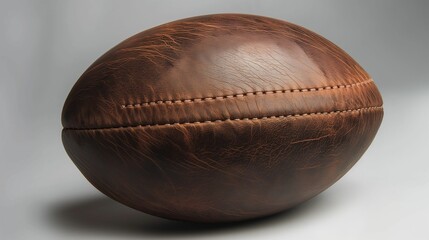 Brown leather rugby ball.