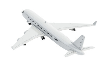 Generic modern passenger airplane isolated on transparent background. 3D illustration