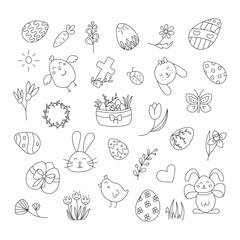 Easter set. Vector illustration. Isolated on white background