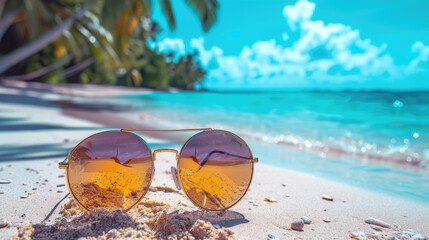 Fototapeta na wymiar sunglasses at the beach