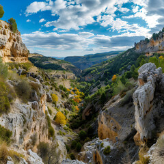 view of the Serrania de Cuenca at Una in Spain