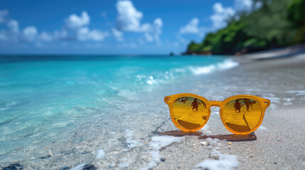 Fototapeta na wymiar sunglasses at the beach