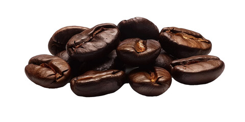 roasted coffee beans isolated in white background cutout