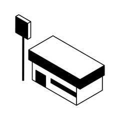 アイソメトリック調の建物のイラストアイコン