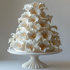 Exquisite White Cake with White Icing Showcased