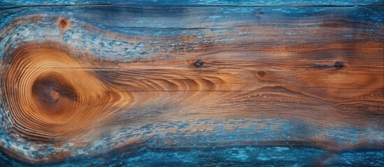 Ancient Traditional Art: Handmade Varnish Epoxy Resin on Unique Wood Surface with Blue Background - obrazy, fototapety, plakaty