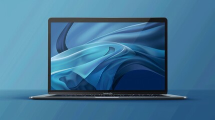 Modern laptop with transparent screen mockup, vector graphic illustration