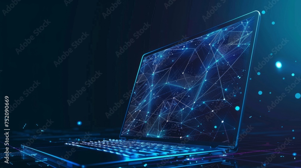 Poster abstract tech background: ai, science, big data visualization - 3d render