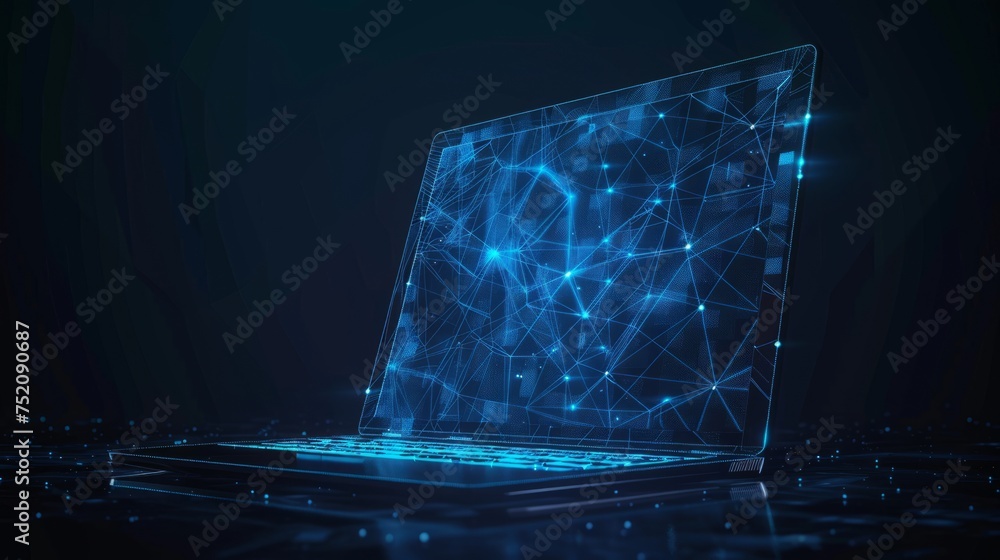 Poster abstract tech background: ai, science, big data visualization - 3d render
