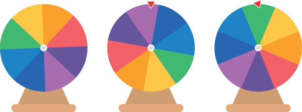 Illustration roulette of lucky colours with wooden base