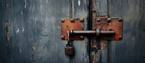 Detailed Close-up of Old Wooden Door Latch with Rustic Charm and Vintage Aesthetic - obrazy, fototapety, plakaty