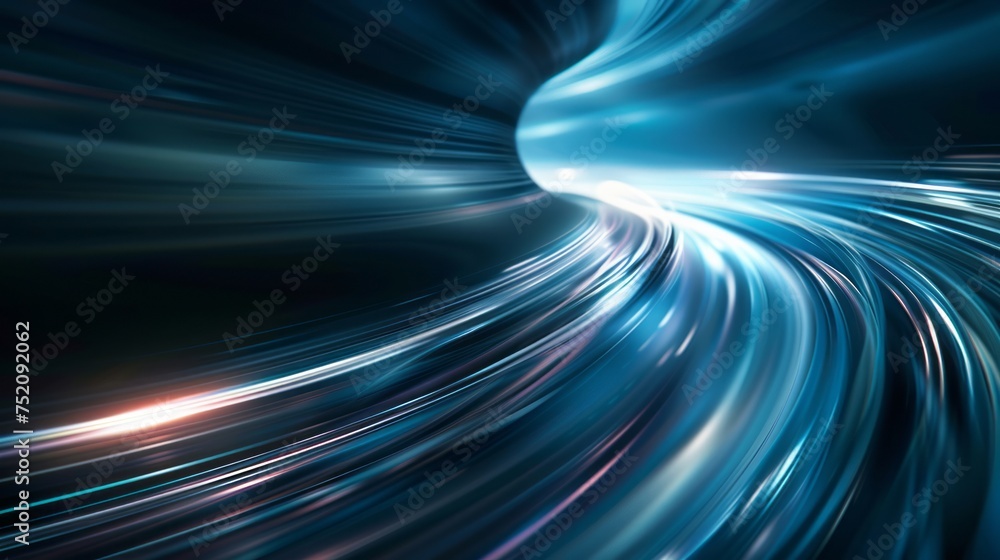 Poster futuristic abstract light trails: dynamic motion background with curved beams - technology concept