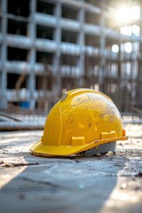 yellow helmet at a construction site