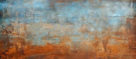 Vibrant Metal Art: Abstract Rusty Wall Against Clear Blue Sky Background