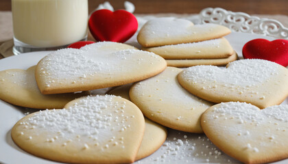Fototapeta na wymiar Delicious heart-shaped sugar cookies