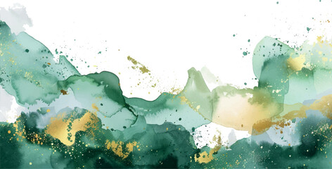 abstract watercolor background green gold © Iryna