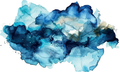 abstract watercolor isolated blue background - obrazy, fototapety, plakaty