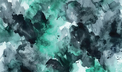background watercolor shade splat black green mint - obrazy, fototapety, plakaty