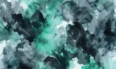Fotobehang background watercolor shade splat black green mint © Irina