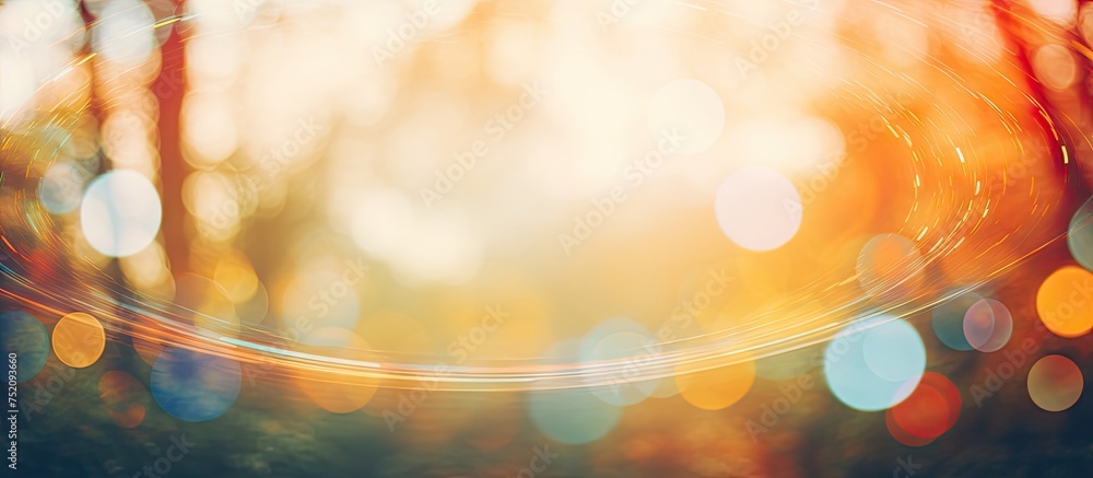 Poster Vibrant Circles of Color in Defocused Abstract View of Nature