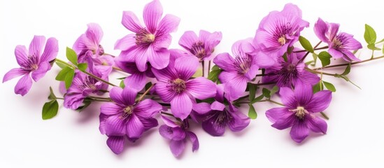 Vibrant Purple Melastoma Flowers Blooming on Clean White Background