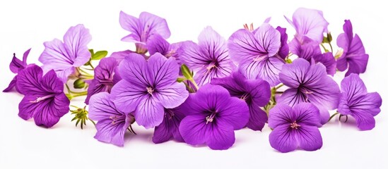 Vibrant Purple Melastoma Flowers Blooming Elegantly on a Clean White Background