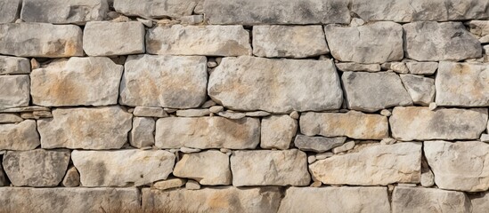 Obraz premium Rustic Stone Wall Texture with Natural Brown and White Stone Blocks