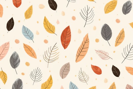 A nostalgic and whimsical background with a scattered leaf pattern, capturing the essence of a playful autumn day, Generative AI