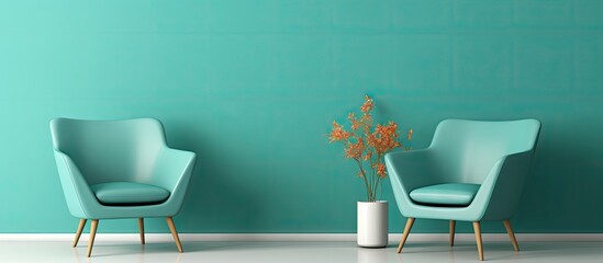 Elegantly Designed Two Chairs Adorned with Fresh Flowers in a Vase