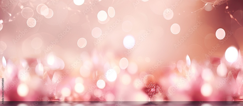 Poster vibrant pink abstract background illuminated by crystal lamp bokeh lights