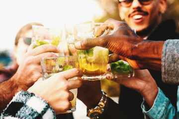 Group of Friends Clinking Mojito Glasses
