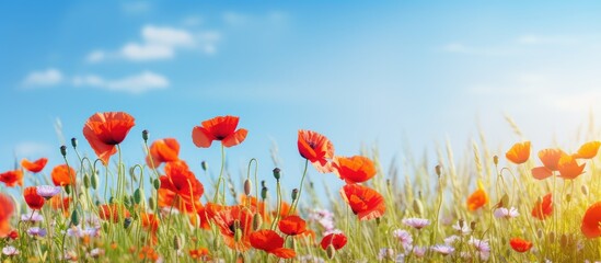 Obraz premium Vibrant Poppy Field Blooming with Wonder in the Glorious Spring Sunshine