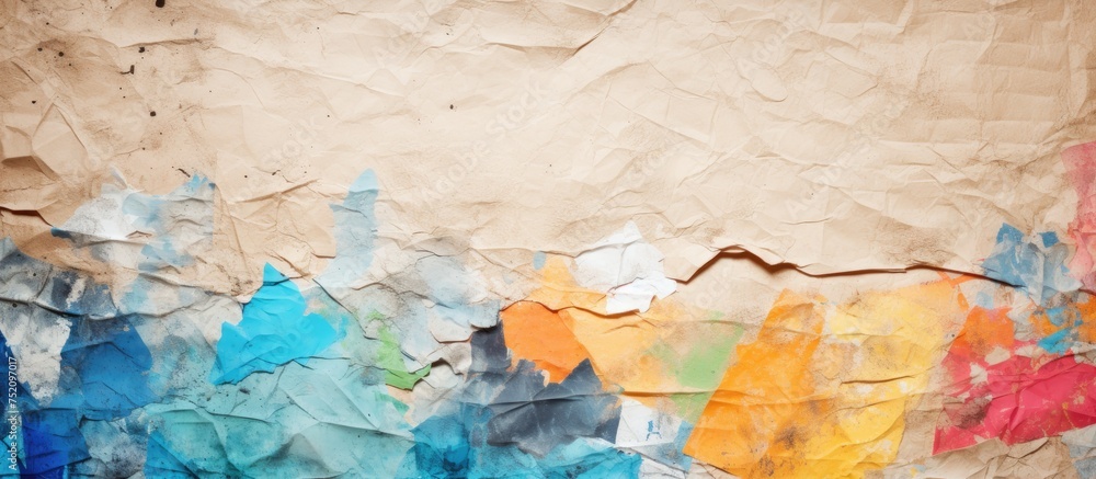 Poster vibrant abstract mural adorned with multicolored paint splatters and drips
