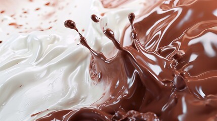 Abstract 3D rendering of milk and chocolate splashes, with smooth shapes and clipping paths....