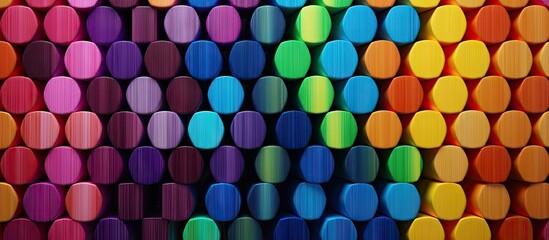 Vibrant Color Pencils Forming a Dazzling Abstract Background with a Rainbow of Colors