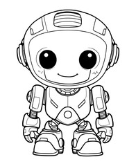 Robot coloring page, isolated coloring book. Color pages for kids featuring an isolated robot toy.