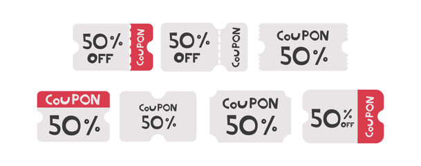 COUPON 2 cute on a white background, vector illustration.