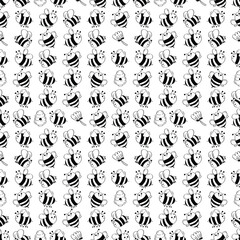 Hand Drawn Seamless Pattern Bee