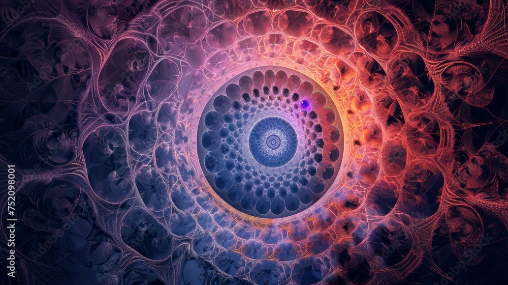 Poster vibrant radial lattice graphic design: abstract background in dynamic hues