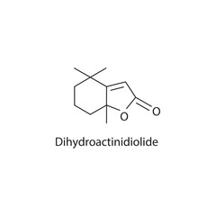 Dihydroactinidiolide skeletal structure diagram.volatile compound molecule scientific illustration on white background.