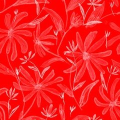 watercolor red flowers. seamless pattern - 752098433