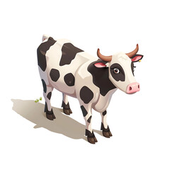 Cute isometric milk cow on transparent background PNG