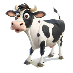 Cute isometric milk cow on transparent background PNG