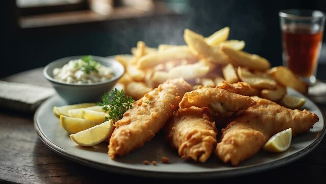 a plate of fish and chips from England
