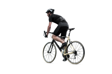 Cyclist Riding a Road Bike - Isolated from Background