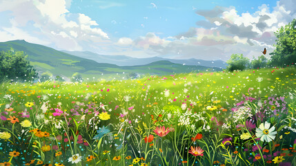 Spring meadow of Blooms